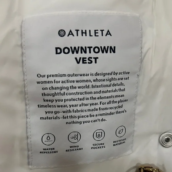 Athleta Cream Puffer Vest LARGE - Picture 10 of 11